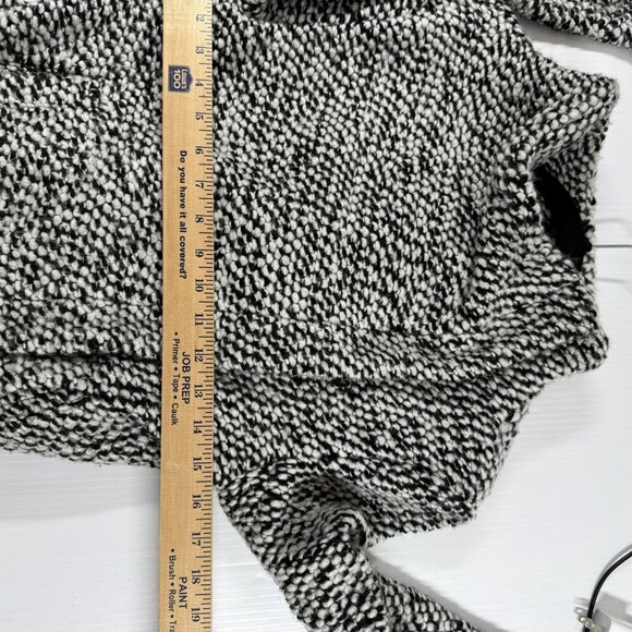 BlankNYC Jacket Womens XS Black White Boucle Wool Blend Asymmetrical Moto Zip - Picture 8 of 9